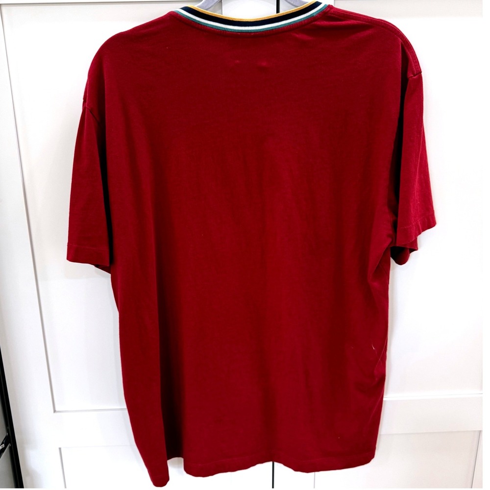 Lacoste Regular Fit XXL Red Knit Tee Striped Collar Crocodile Logo Tennis Preppy - Picture 5 of 8